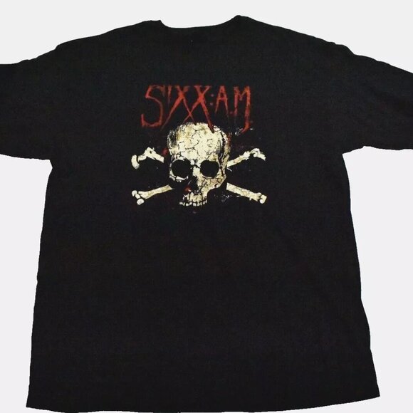 Sixx A.M. Mens Sixx AM Rock Band Darkness Skull Black Shirt New Large, XL - Picture 1 of 3